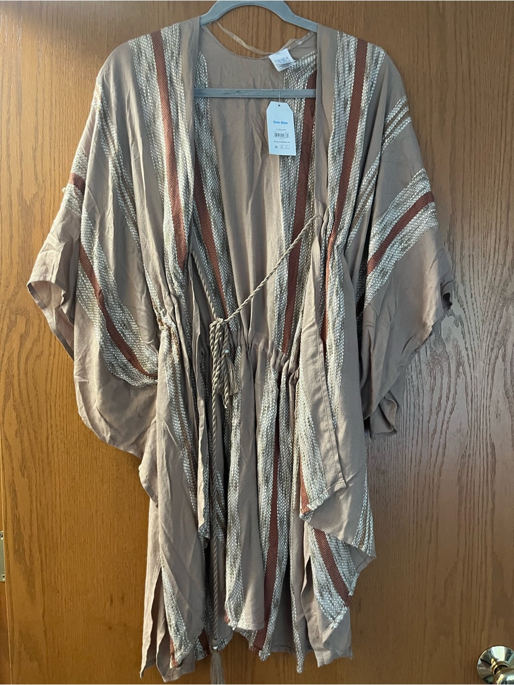Time and Tru Striped Layering Kimono Cover-Up One Size NWT